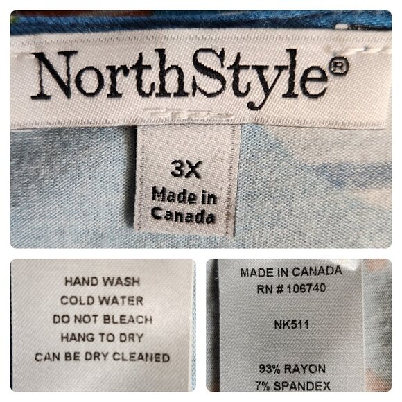 NorthStyle 3X Top Short Dolman Sleeve Colorful Abstract Print North Style - Picture 7 of 8